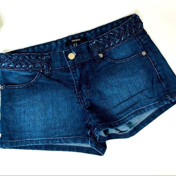 Forever 21 Jean Shorts Braided Waist - Picture 1 of 6
